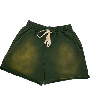 Short en coton vintage de haute qualité pour hommes, logo personnalisé, délavé à l'acide, délavé au soleil, taille moyenne, style décontracté, couleur unie - Product Image 1