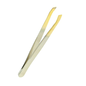 Marque privée Vente en gros Ensemble de pinces à sourcils couleur or Épilation incarnée Pince à épiler Pointe inclinée Pince à sourcils en acier inoxydable - Product Image 1