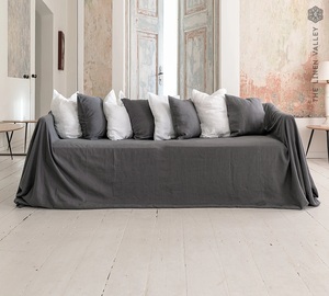 Rustic Boho-Natural Linen Sofa Slipcover Washable Linen Coverlet for <b>Bed</b> and Sectional Couch for Bedroom - Product Image 6