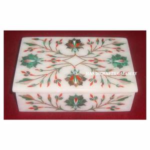 Very Exclusive Pure White Marble Handmade Mother Of Pearl Inlay Rectangular <b>Red</b> Color Sea Shell Ramadan Festival <b>Gift</b> <b>Boxes</b> - Product Image 1