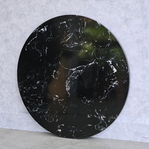 Plateau de table rond en marbre naturel Calcite noire avec motif nuage poli, diamètre 60 cm, épaisseur 15 mm, MB039 - Product Image 2