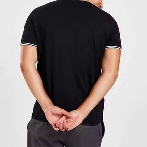 T-shirt de sport personnalisé pour homme avec logo, 180 g/m², 95 % coton, 5 % élasthanne, t-shirt à col contrastant, hauts et t-shirts d'entraînement pour la gym - Product Image 5