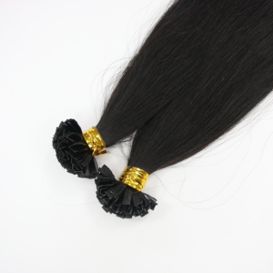 Double Drawn Natural Black # 1B V Tip Remy Hair Extension 100% Cheveux humains vierges non traités du Vietnam - Product Image 5