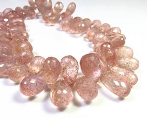 Strawberry Quartz Faceted Beads 9-15mm Teardrop Beads Briolette Strand 9-Strand Natural <b>Pink</b> Loose Gemstones For Necklace Use - Product Image 2