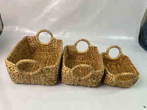 Cesta de almacenamiento de jacinto de agua Natural Rectangular grande de Vietnam de alta calidad, organizador de ropa de lavandería al por mayor - Product Image 2