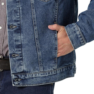 Chaqueta Vaquera Azul Retro Clásica Unisex, Tejido Lavado Resistente, Botones en la Parte Delantera, Diseño Sólido, Bolsillos en el Pecho, Abrigo Informal de Mezclilla para Invierno - Product Image 5