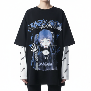 New Arrival Anime Graphic Layered Tee Oversized Drop Shoulder Premium Streetwear Manufacturer - Product Image 2
