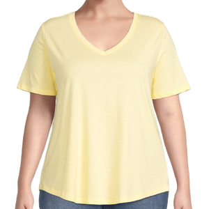 New Arrival Summer Fashion Factory Manufacturer Premium Quality & Cheap Price <b>Plus</b> <b>Size</b> Women's <b>V</b> <b>Neck</b> Short Sleeve <b>T</b> <b>Shirts</b> - Product Image 5