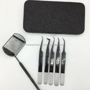 Pinzas Profesionales para Extensión de Pestañas de Acero Inoxidable Antideslizantes con Agarre de Estrella, Plateadas Brillantes, Negras, Antimagnéticas y Antiestáticas - Product Image 1