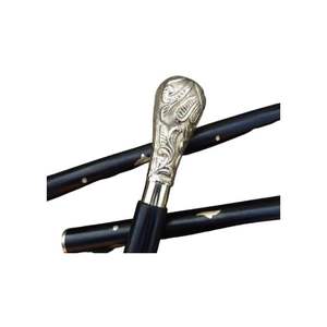 ไม้เท้าเดินสไตล์วินเทจเดินทะเลโบราณพร้อมด้ามจับทองเหลืองสีเงิน - Product Image 5