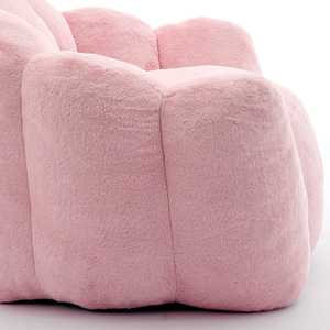 Fauteuil pouf rose à motif floral, chaise longue compressée, revêtement en tissu, rembourrage en mousse, siège d'appoint moderne - Product Image 4