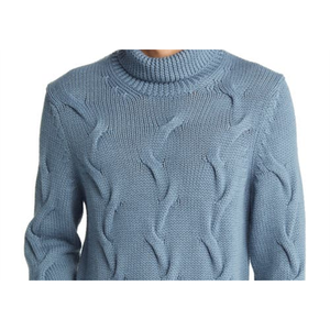 Maglione Invernale da Uomo Brax Brian in Misto Lana Premium, Collo Alto, Mezza Manica, con Cappuccio, Stampa Logo a Righe, Colore Thin Storm - Product Image 2