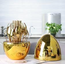 Abordable Brass Royal Comestible 24pcs Couverts Sets Dernier acier inoxydable avec emballage Boîte cadeau Ustensiles de cuisine - Product Image 2