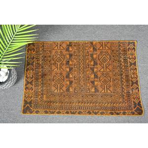 Authentic Vintage <b>Turkish</b> <b>Rug</b> 1.6 X 2.5ft Brown Orange Patchwork Design Classic Large Area Woolen Flat Weave Eco Friendly Latex - Product Image 1