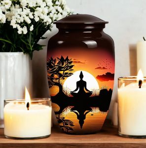 โกศใส่เถ้ากระดูกพระอาทิตย์ตกดินสำหรับผู้ใหญ่ผู้หญิงผู้ชายที่เผาศพโกศใส่เถ้ากระดูกสำหรับใส่ในงานศพของผู้หญิงผู้ชายตกแต่งด้วยขนาดที่กำหนดเองได้ - Product Image 3