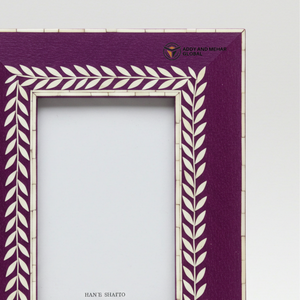 Purple & Ivory Bone Inlay Picture <b>Frame</b> Luxury Handmade Home Accessory - Product Image 2
