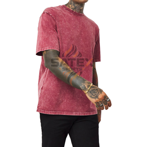 Camiseta Vintage de Algodón 100% con Lavado Ácido Personalizado para Hombre, Corte Recortado de Verano, Impresión Serigrafiada con Técnica Puff, Fabricación de Logotipos DTG - Product Image 1