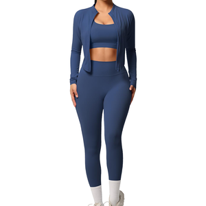 Conjuntos de Yoga de 3 Piezas al por Mayor, Ropa Deportiva para Gimnasio, Ropa Deportiva y de Yoga para Mujer - Product Image 1