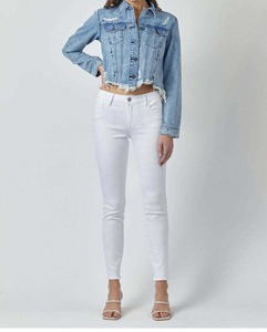New Arrival Customized Latest Fashion Jean Jacket Wholesale Denim Jean Jacket Women Fashionable Yellow Denim jacket - Product Image 4