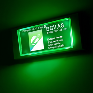 ป้ายทางออกฉุกเฉิน BGV A8 297x148 มม. ทางหนีภัยพลาสติก ทางหนีภัยด้านซ้าย ลงด้านล่าง ไฟฉุกเฉินจำเป็น - Product Image 3