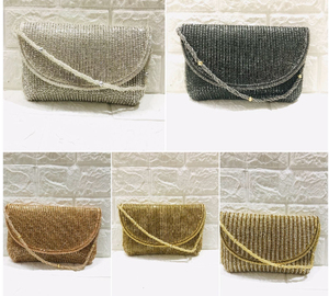 Handmade Designer Ethnic Evening Ladies Clutch <b>Bag</b> Exclusive Rhinestone Embellished Stone Style <b>for</b> Bridal <b>Wedding</b> - Product Image 2