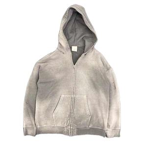 Vente en gros de streetwear sweats à capuche zippés vintage vierges en polaire 100% coton pour hommes, sweats à capuche zippés lavés à l'acide en éponge française pour hommes - Product Image 1
