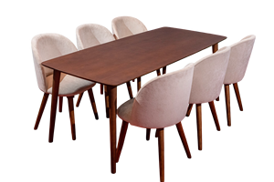 Enlander Ensemble de salle à manger moderne 6 places en bois de frêne brun massif Rectangle pour la maison Villa Hôtel Restaurant Appartement - Product Image 1