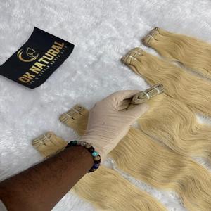 613 cheveux blonds non transformés crépus ondulés cheveux indiens aucune perte Remy indien un Doner vierge Machine Double trame cheveux humains - Product Image 6