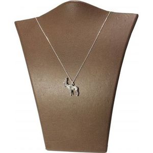 Collar de Plata de Ley 925 con Diseño de Ciervo, Bañado en Rodio, Patrón Animal Geométrico, Perla de Agua Dulce, Zirconia Corte Princesa, Cristiano - Product Image 4
