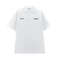 Camisa Tejida Ecológica Unisex con Cierre y Diseño Estampado Bordado, Manga Corta, Material de Spandex/Algodón