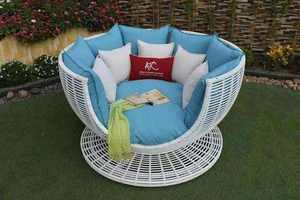 Stylish Outdoor Apple Shaped <b>Lounger</b> with Soft <b>Cushions</b> for Relaxation - Product Image 3