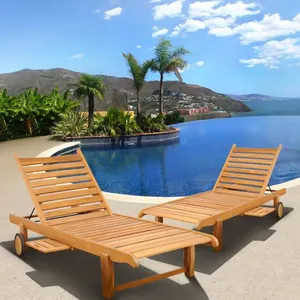 Tumbona de madera de teca para las Islas de Hawai para piscina al aire libre Muebles de diseño Cliente de EE. UU.-Muebles de jardín Jepara Indonesia