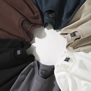 Mode surdimensionné unisexe brodé de haute qualité sweat-shirt uni à col rond en coton french terry sweat-shirts pour hommes - Product Image 2