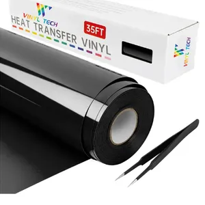 Facile à couper et à désherber pour l'artisanat Rouleaux de vinyle de transfert de chaleur noir Design HTV vinyle d'impression par transfert de vinyle pour silhouette