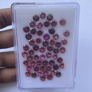 หินทัวร์มาลีนธรรมชาติสีชมพู Rubellite 8มม. 10มม. 12มม. เจียระไนรอบพลอยหลวมอัญมณี DIY คุณภาพสูง - Product Image 4