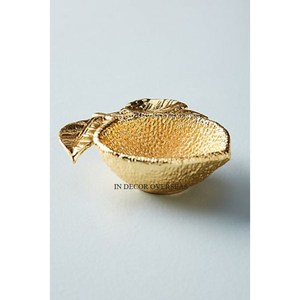 ชามใส่อาหารพร้อมฝาโลหะสีทองทำจากไม้แห้งรูปทรงกลมสำหรับเก็บผลไม้และถั่ว - Product Image 2