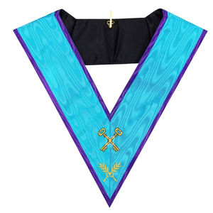 Collar hospitalario de cuero bordado a mano, Collar masónico de estilo Memphis con patrón cuadrado de insignia cosida - Product Image 6