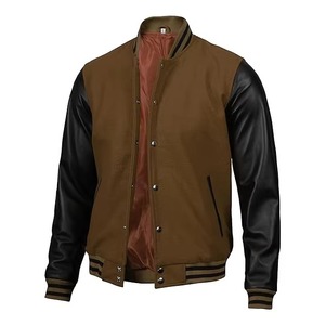 Men's Winter Varsity <b>Jackets</b> Custom Logo Stand Collar Front Logo <b>Long</b> Sleeve Casual - Product Image 2
