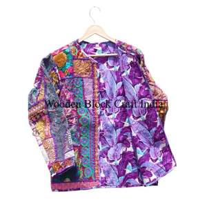 Vintage Unisex Winter <b>Coat</b> Long Party Wear Indian Hand-Stitched Quilted Kantha Jacket Suzani Embroidery Plus Size Printed jacket - Product Image 5
