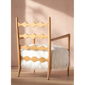 Katie Hodges Fauteuil en bois de teck de couleur naturelle avec coussin en tissu doux pour l'intérieur - Product Image 5