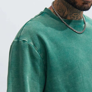 Sudadera con cuello redondo y lavado verde, pantalones cortos a juego, conjunto doble para hombre, algodón liso informal de alta calidad, transpirable - Product Image 5