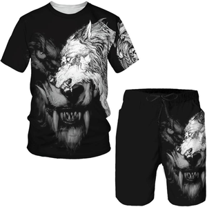 Summer 3D Wolf Printed Men's T-Shirt/Suit Hip Hop O-Neck Short Sleeve Tees & Shorts Two Piece Set Cool Animal Sportswear Tracksuit - Product Image 2