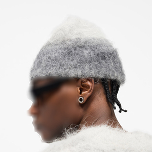 2025 recién llegado de moda de alta calidad de punto gráfico Jacquard mohair Beanie ropa de invierno cálido Streetwear mohair Beanie para hombres - Product Image 3