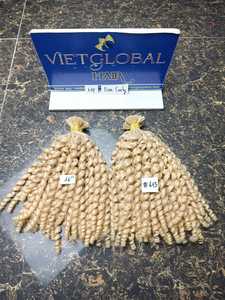 Blonde Color Pixie Curly K Tip Hair extensions de cheveux super doublement étirées du Vietnam - Product Image 5