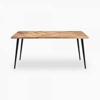 Ensemble de table à manger en bois massif à motifs chevrons avec chaises, design en arêtes de poisson, pour hôtel et cuisine