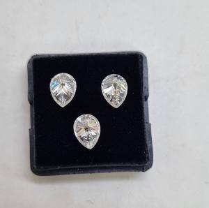 Boucles d'oreilles en diamant Moissanite en forme de poire blanche complète VVS Clarity Hip Hop Jewelry avec couleur de pierre précieuse en argent - Product Image 2