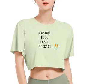 Outdoor Sports Fitness Ice Silk Yoga Crops <b>Tops</b> High Quality Polyester Spandex Custom Women's Crop <b>Tops</b> from Bangladesh - Product Image 4