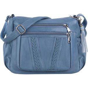 Bolso Bandolera de Cuero PU Azul para Mujer, Bolso de Hombro con Cierre de Cremallera y Múltiples Bolsillos para Viajes Diarios - Product Image 2