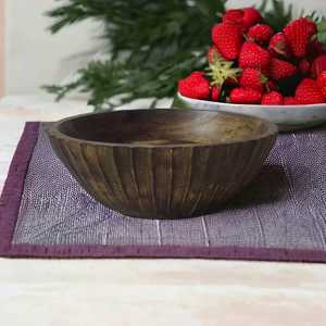 Bol de service de salade de fruits de ferme Vintage antique Texture artisanale bois de manguier Logo personnalisé gravure ensemble de vaisselle naturelle - Product Image 1