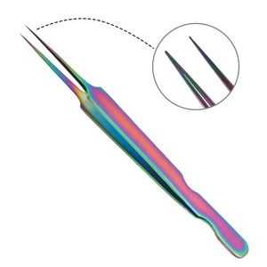 Pince à cils personnalisée argentée, blanche, noire, rose, dorée, avec pointe en fibre pour extensions de cils, ensemble de pinces à cils - Product Image 3
